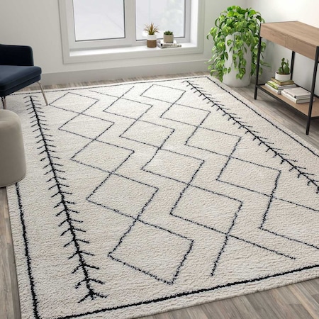 Flash Furniture Geometric Style Bohemian Shag Area Rug - 8' x 10' - Ivory RC-MS-202012-01-810-GG